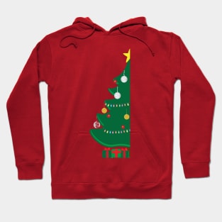 Decorated Christmas tree and Green and Red gifts Hoodie